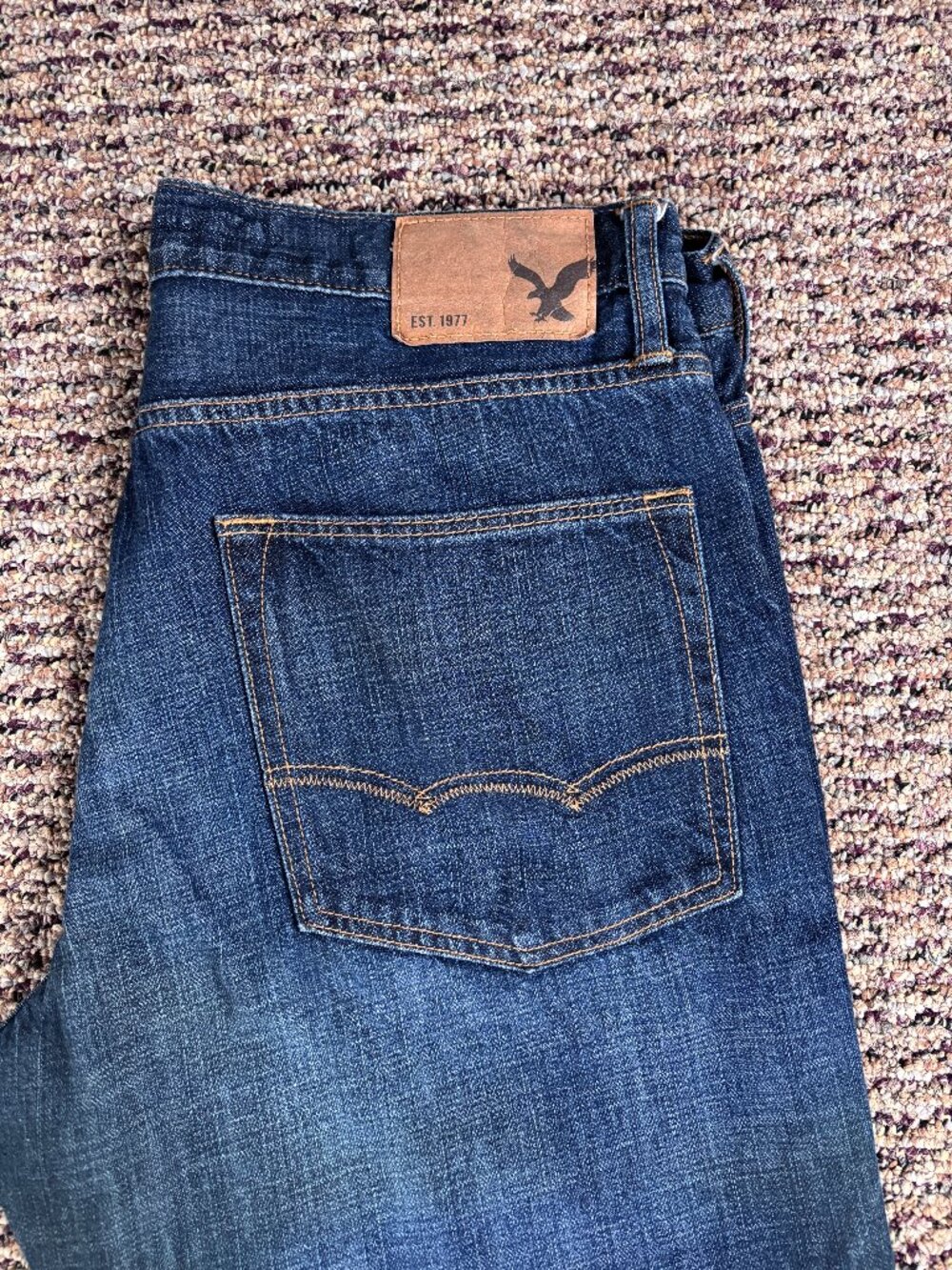 American Eagle Outfitters Relaxed Straight Jeans Mens 33x34 Dark Wash Blue Denim